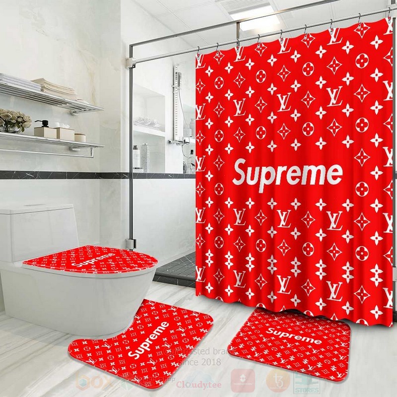 Louis_Vuitton_Supreme_Red_Shower_Curtain_Bathroom_Set