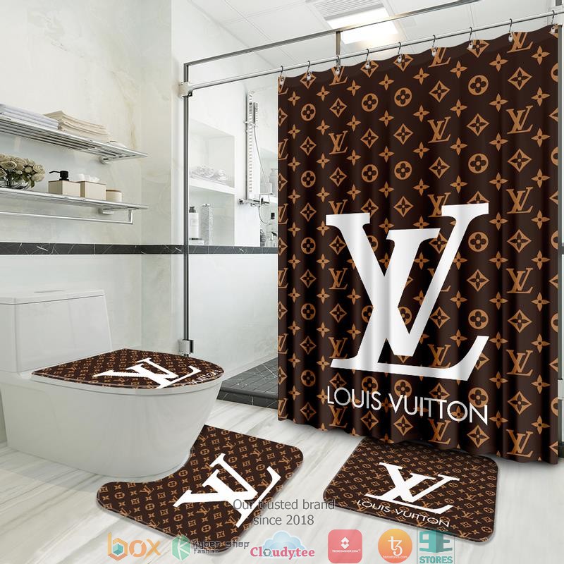 Louis_Vuitton_White_LV_Brown_shower_curtain_bathroom_set