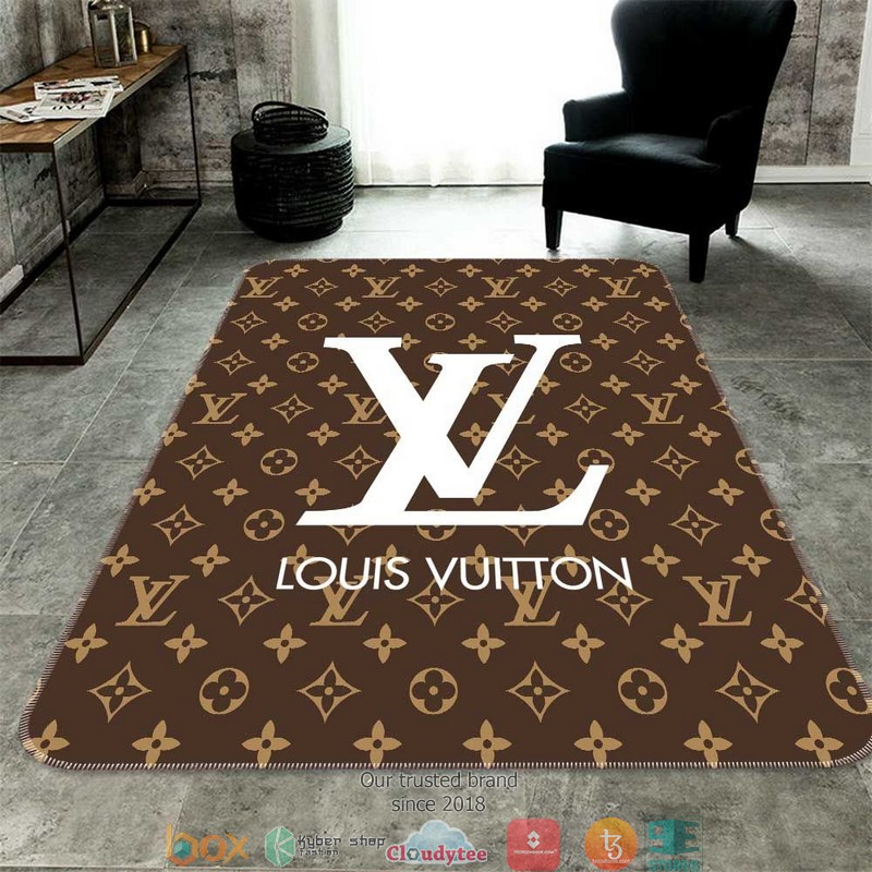 Louis_Vuitton_White_logo_brown_Carpet_Rug