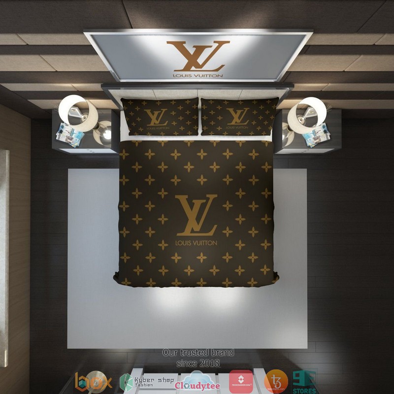Louis_Vuitton_Yellow_logo_brown_Duvet_cover_bedding_set