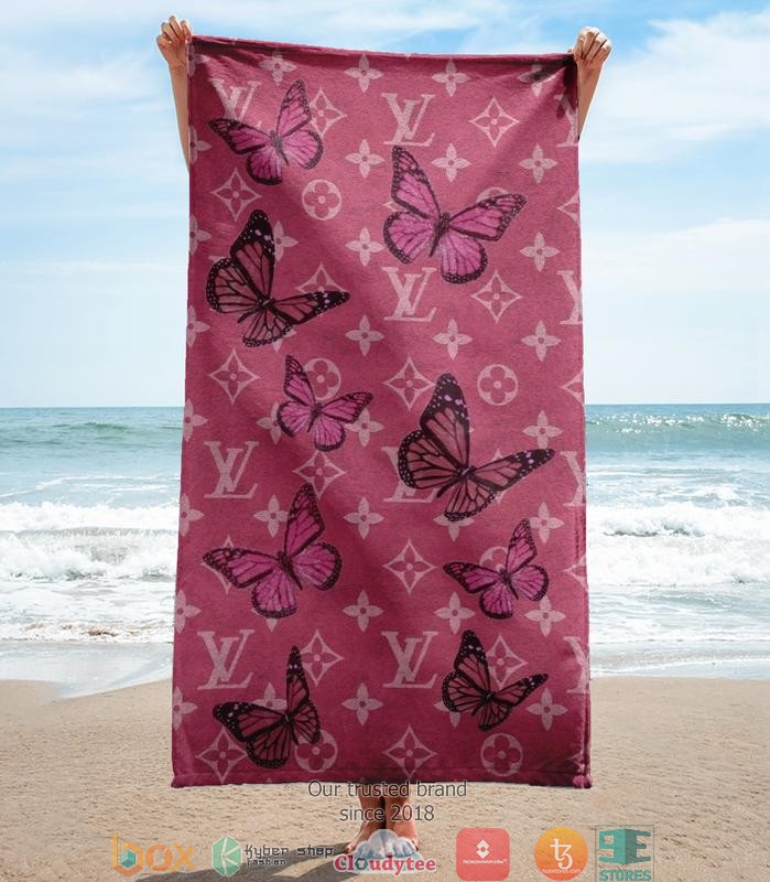 Louis_Vuitton_butterfly_pink_Beach_Towel