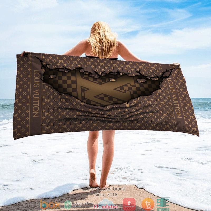 Louis_Vuitton_checkered_pattern_3d_illusion_Beach_Towel