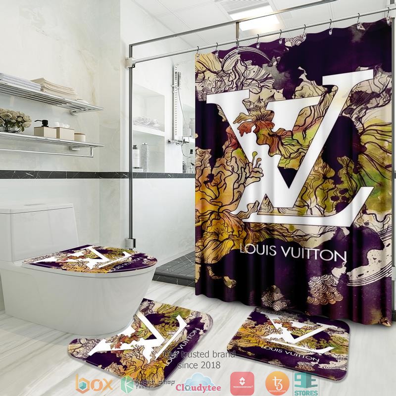 Louis_Vuitton_variegated_color_flower_pattern_shower_curtain_bathroom_set