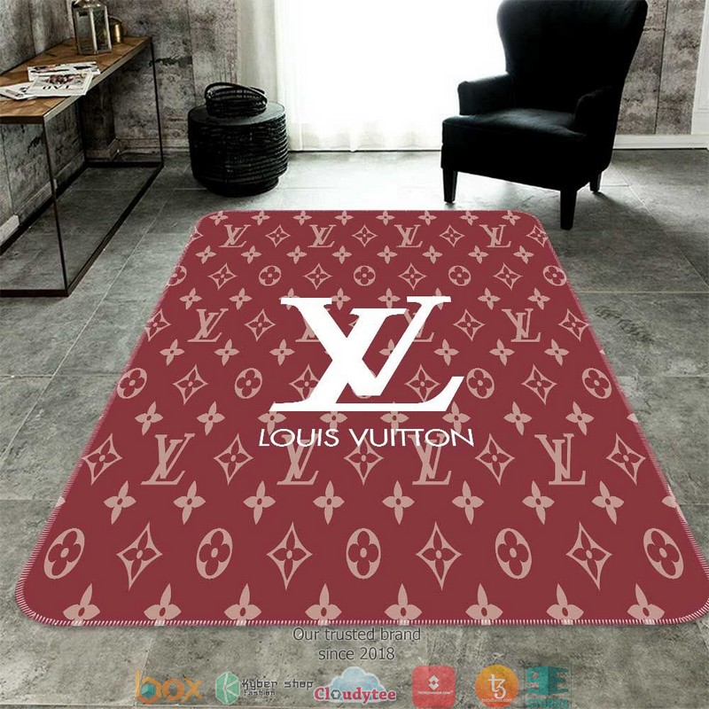 Louis_Vuitton_white_LV_dark_red_Carpet_Rug