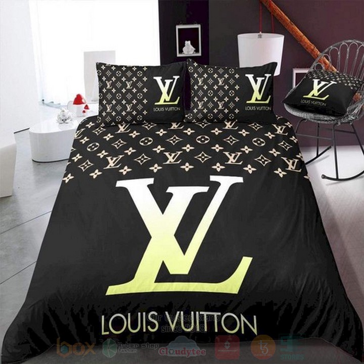 Lv_Louis_Vuitton_Yellow-Black_Inspired_Bedding_Set
