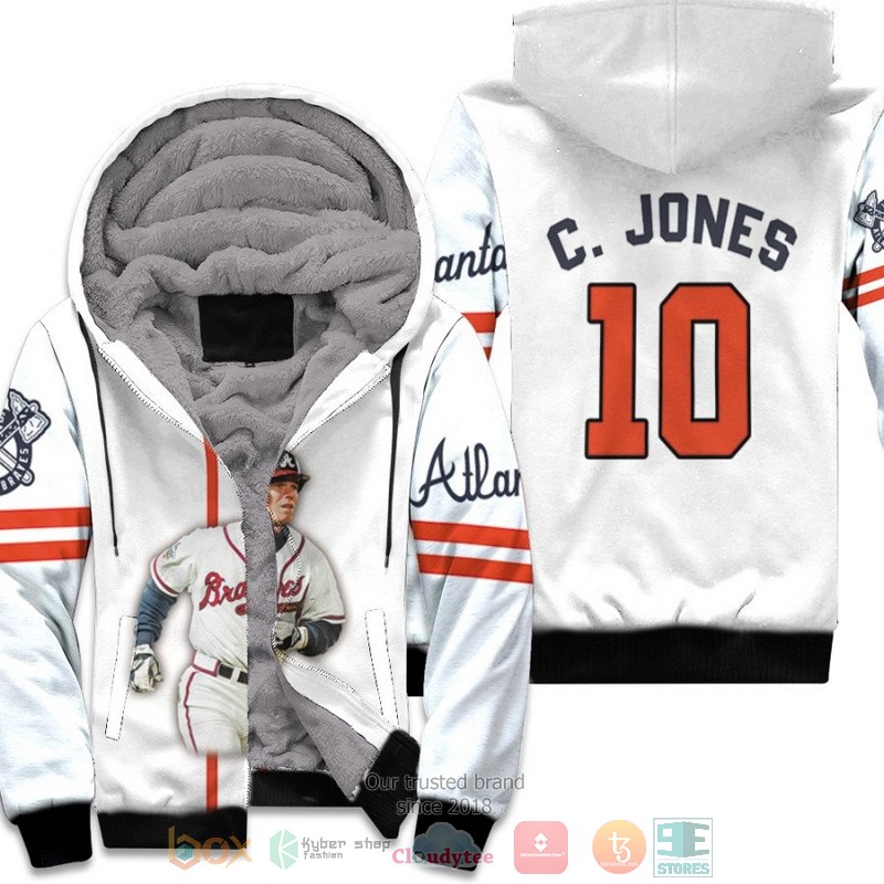 MLB_Atlanta_Braves_Chipper_Jones_10_White_fleece_hoodie