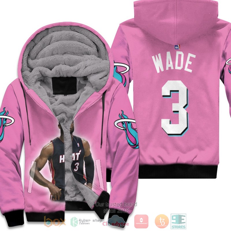 Miami_Heat_Dwyane_Wade_3_NBA_Pink_fleece_hoodie