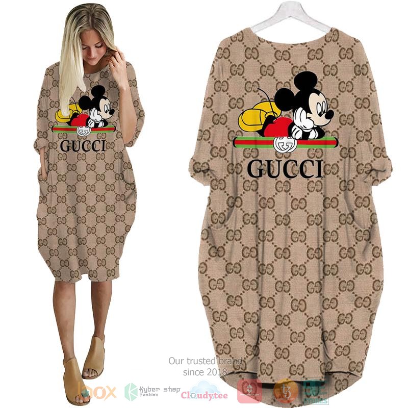 Mickey_Mouse_Gucci_cream_pattern_Pocket_Dress