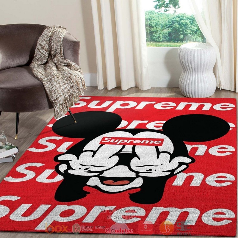 Mickey_Mouse_Supreme_Fashion_brand_red_pattern_Rug