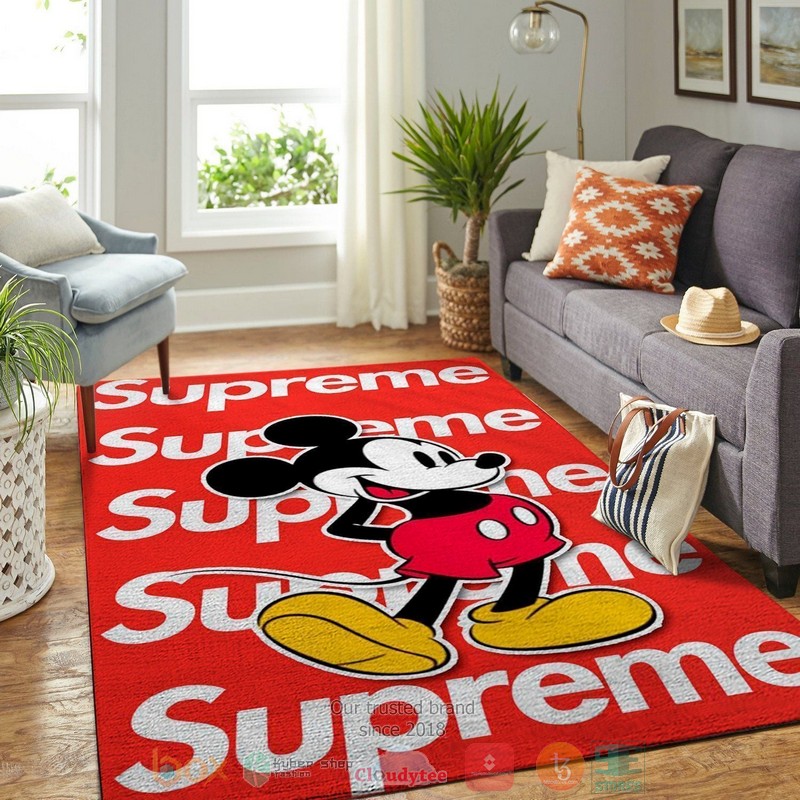 Mickey_Mouse_Supreme_brand_red_Rug