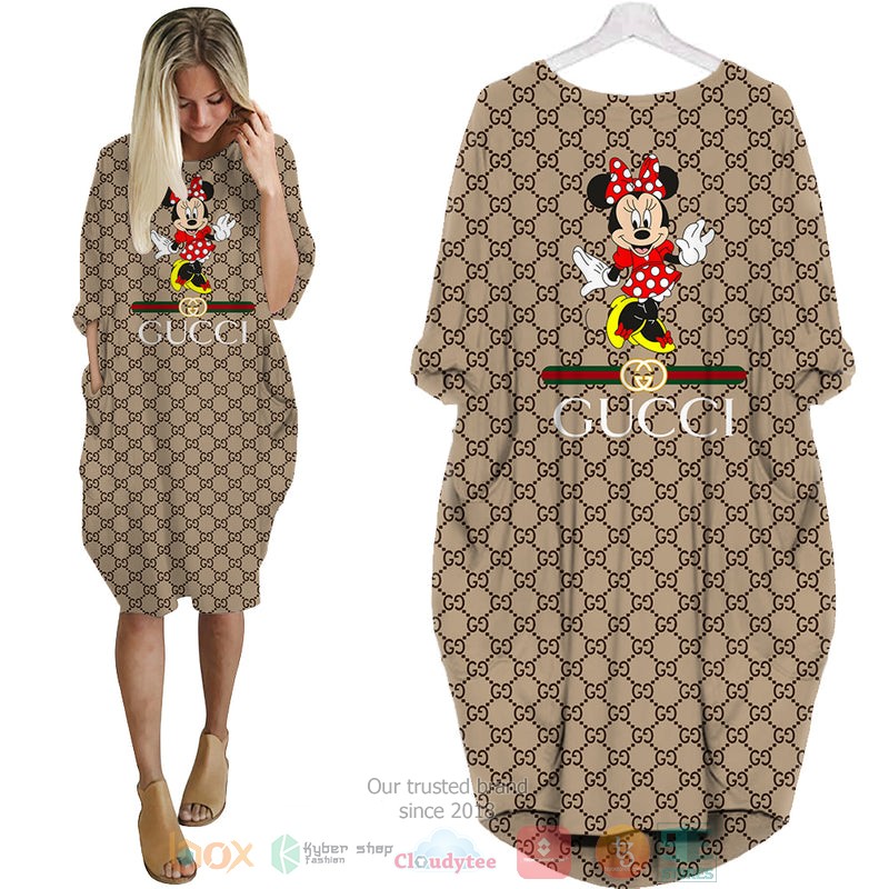 Minnie_Mouse_Gucci_Luxury_brand_khaki_pattern_Pocket_Dress