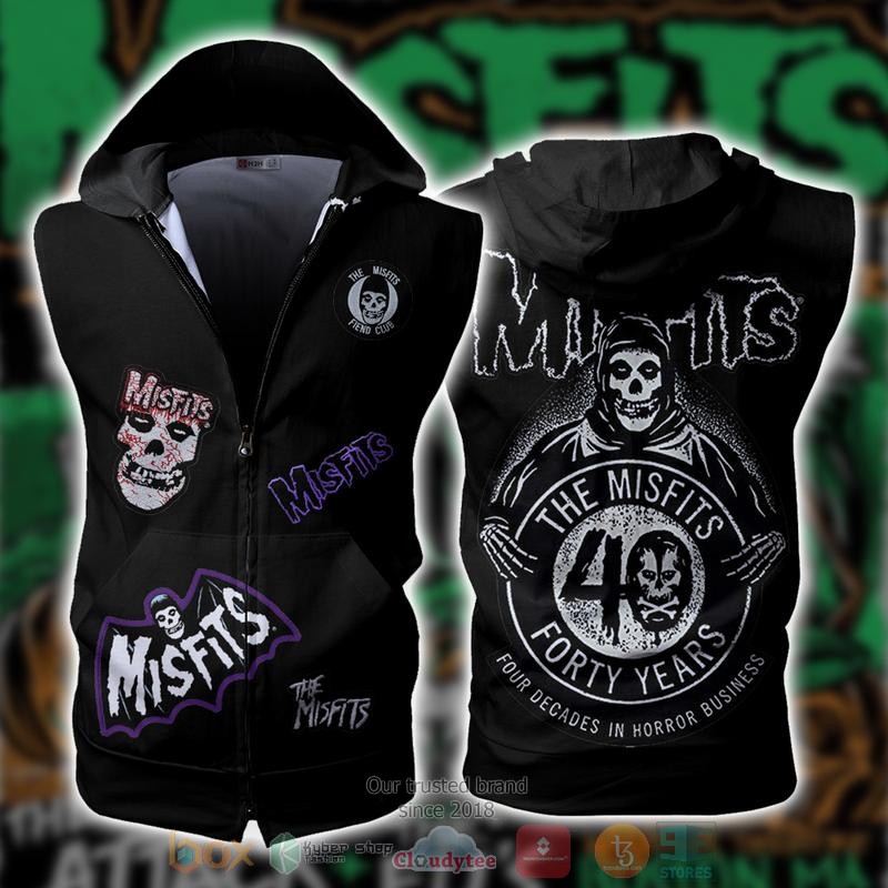 Misfits_Band_Sleeveless_zip_vest_leather_jacket