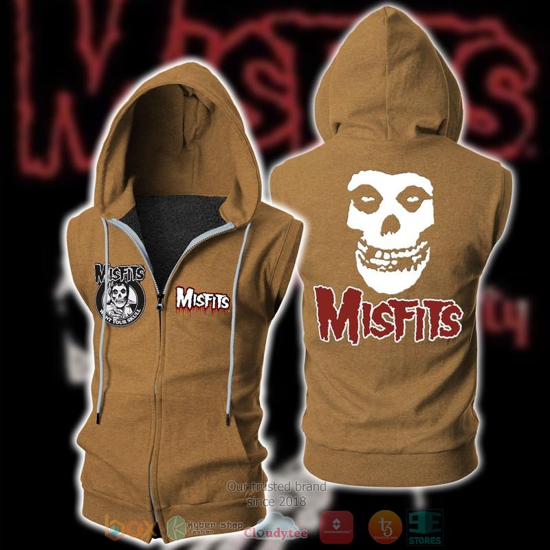 Misfits_Punk_Rock_Band_Sleeveless_zip_vest_leather_jacket