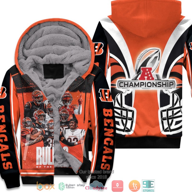 NFL_Cicinnati_Bengals_Team_Great_Player_AFC_Championship_2022_Rulers_Of_The_North_Orange_3d_Fleece_Hoodie