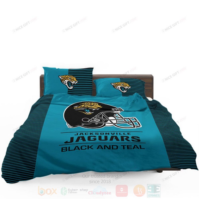 NFL_Jacksonville_Jaguars_Black_and_Teal_Inspired_Bedding_Set