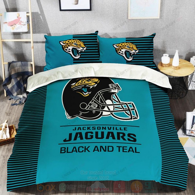 NFL_Jacksonville_Jaguars_Black_and_Teal_Inspired_Bedding_Set_1