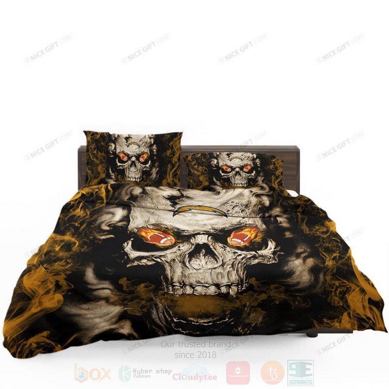 NFL_Los_Angeles_Chargers_Inspired_Skull_Bedding_Set
