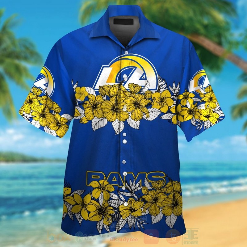 NFL_Los_Angeles_Rams_Blue-Yellow_and_Hiibscus_Hawaiian_Shirt_Short