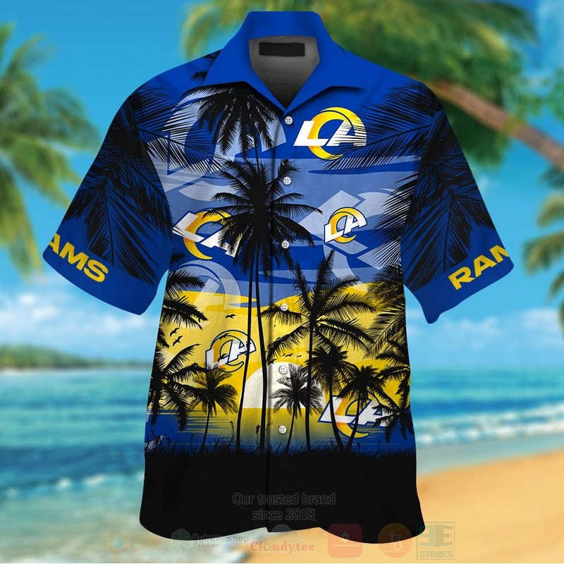 NFL_Los_Angeles_Rams_Blue_Sun_Hawaiian_Shirt_Short