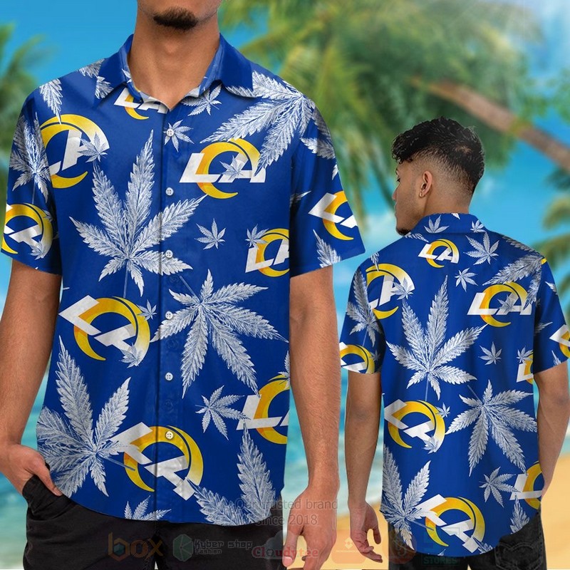 NFL_Los_Angeles_Rams_Cannabis_Leaves_Hawaiian_Shirt_Short_1