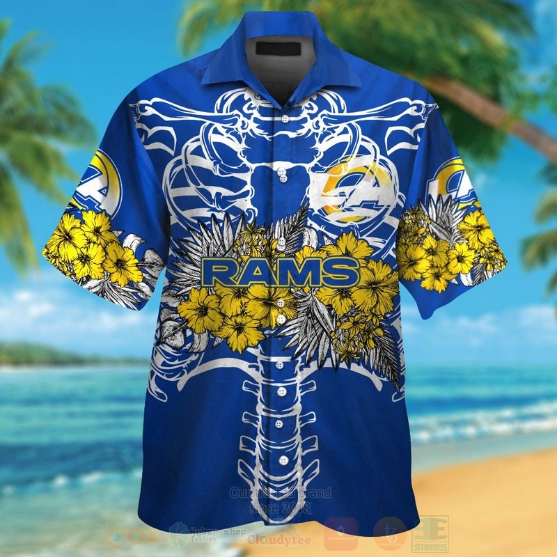 NFL_Los_Angeles_Rams_Skeleton_Hawaiian_Shirt_Short