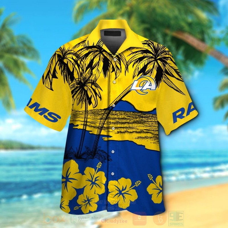 NFL_Los_Angeles_Rams_Yellow-Blue_Coconut_Tree_Hawaiian_Shirt_Short