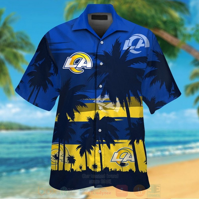 NFL_Los_Angeles_Rams_Yellow-Blue_With_Coconut_Tree_Hawaiian_Shirt_Short