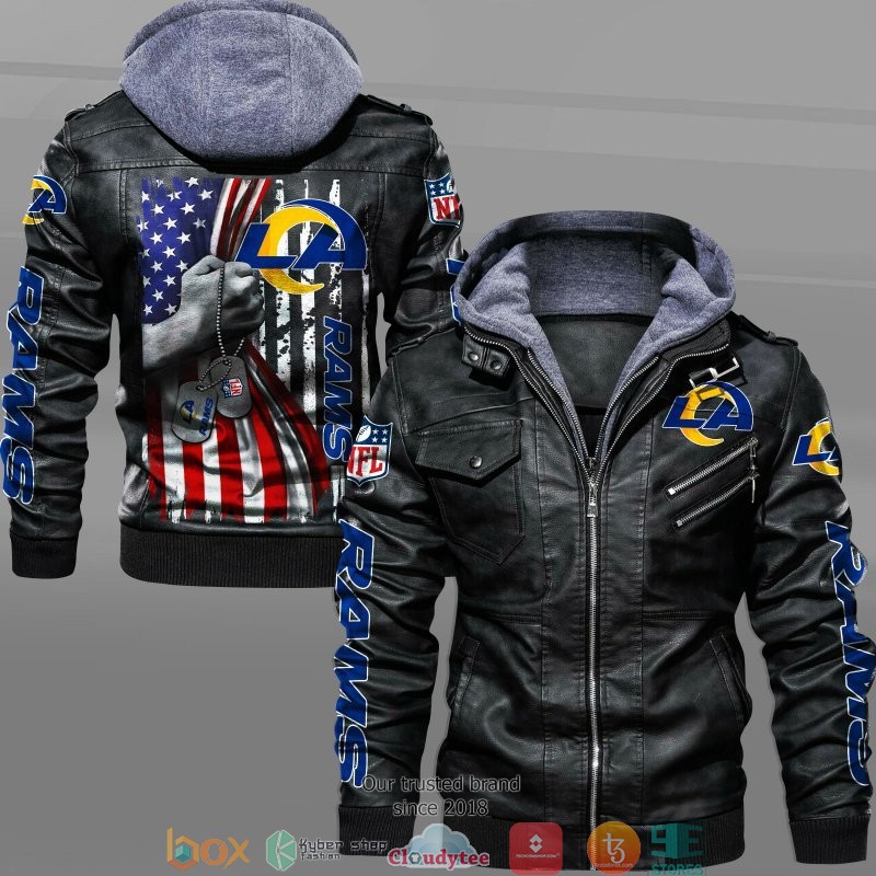 NFL_Los_Angeles_Rams_hold_American_flag_2d_leather_jacket