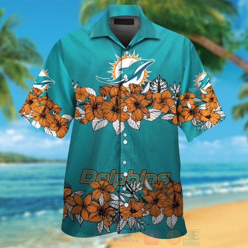 NFL_Miami_Dolphins_Aqua_Green-Orange_Hiibscus_Flower_Hawaiian_Shirt_Short