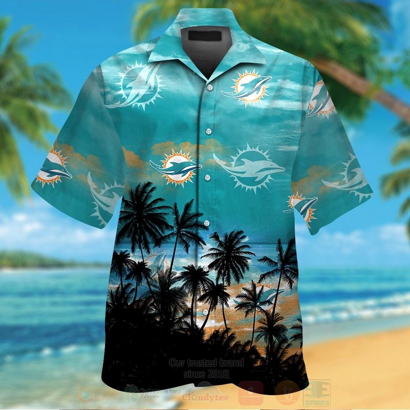 NFL_Miami_Dolphins_Aqua_Green_With_Coconut_Tree_Hawaiian_Shirt_Short
