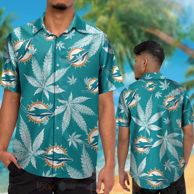 NFL_Miami_Dolphins_Cannabis_Leaves_Hawaiian_Shirt_Short_1