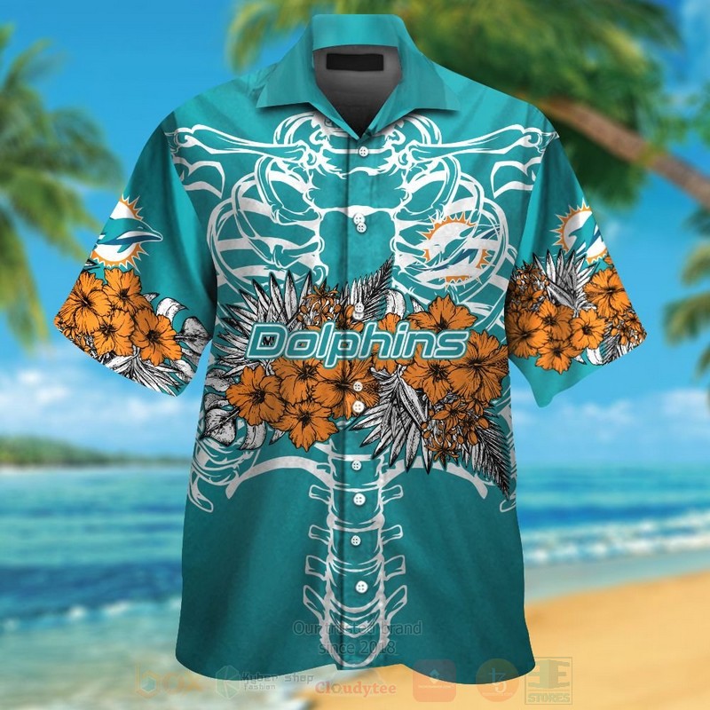 NFL_Miami_Dolphins_Skeleton_Hawaiian_Shirt_Short