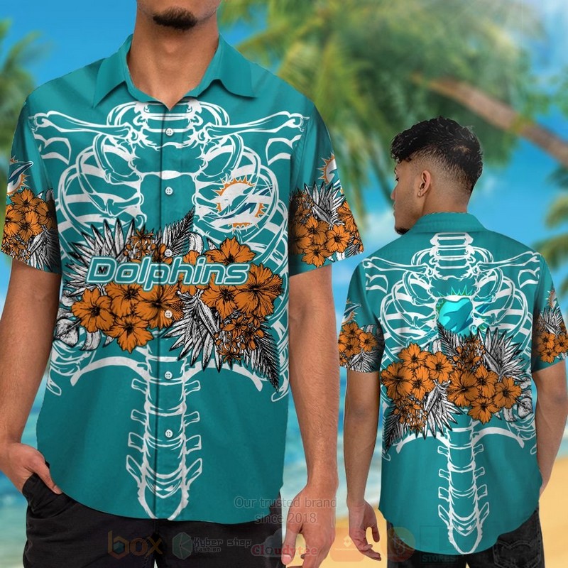 NFL_Miami_Dolphins_Skeleton_Hawaiian_Shirt_Short_1