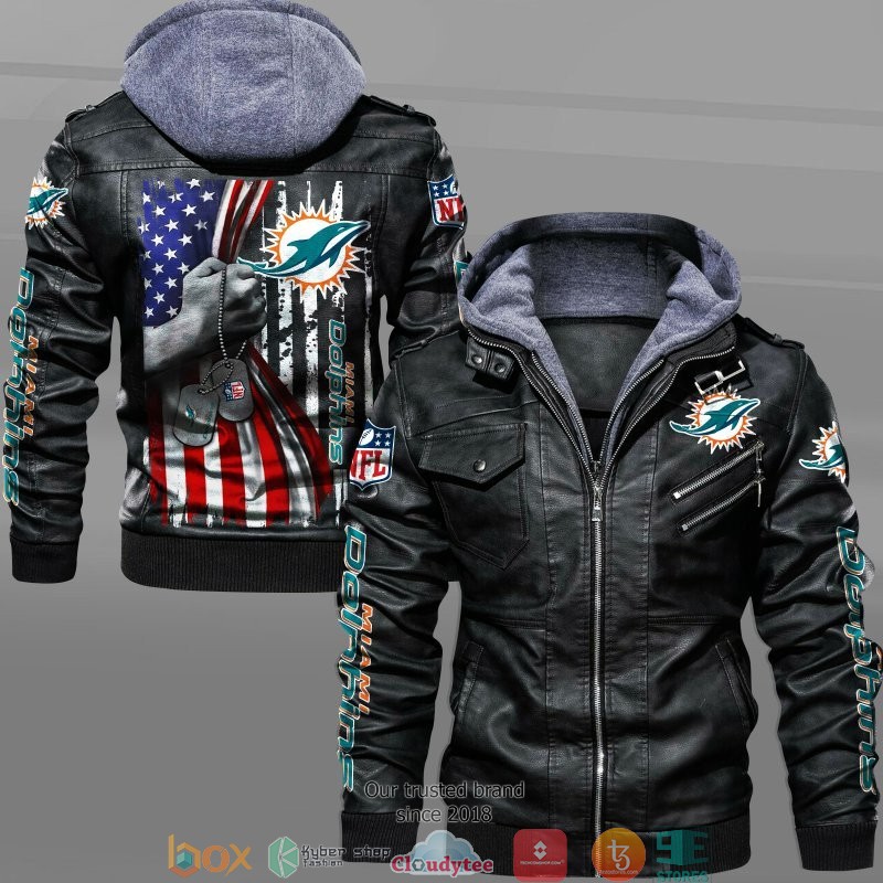 NFL_Miami_Dolphins_hold_American_flag_2d_leather_jacket