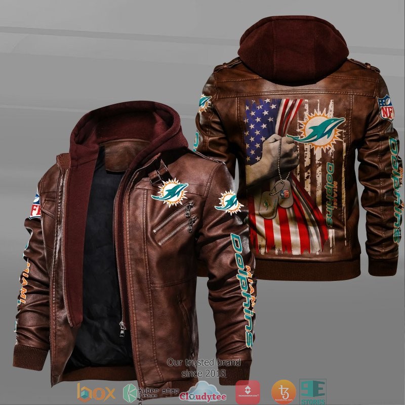 NFL_Miami_Dolphins_hold_American_flag_2d_leather_jacket_1