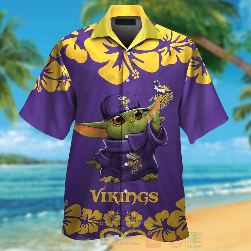 NFL_Minnesota_Vikings_Baby_Yoda_Purple_Hawaiian_Shirt_Short