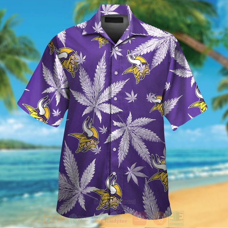 NFL_Minnesota_Vikings_Cannabis_Leaves_Hawaiian_Shirt_Short