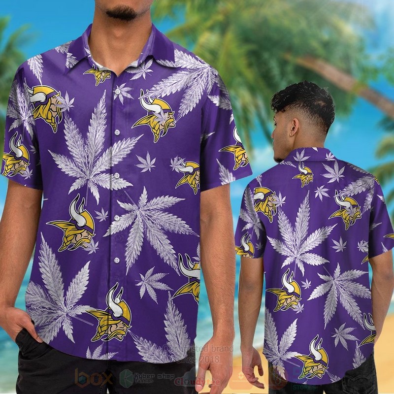 NFL_Minnesota_Vikings_Cannabis_Leaves_Hawaiian_Shirt_Short_1