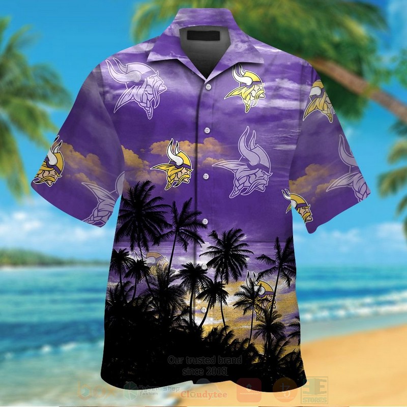 NFL_Minnesota_Vikings_Coconut_Tree_Purple_Hawaiian_Shirt_Short