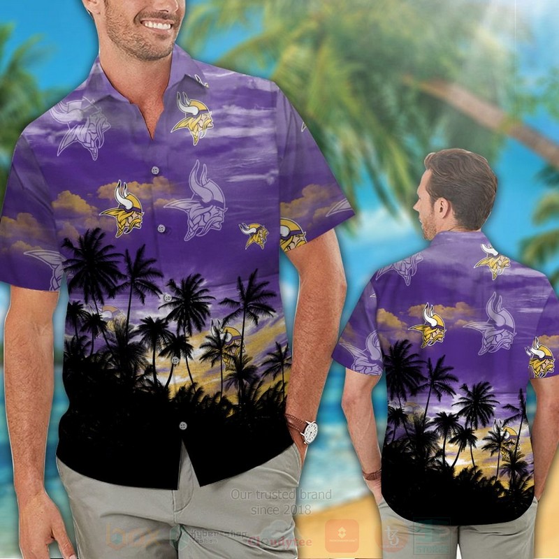 NFL_Minnesota_Vikings_Coconut_Tree_Purple_Hawaiian_Shirt_Short_1