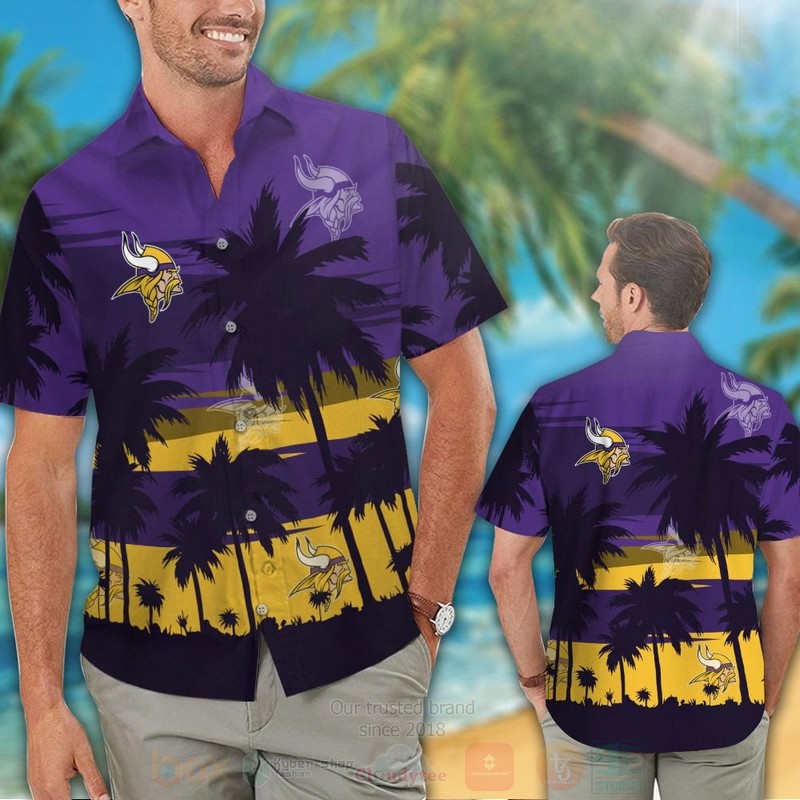 NFL_Minnesota_Vikings_Dark_Purple-Yellow_Hawaiian_Shirt_Short_1