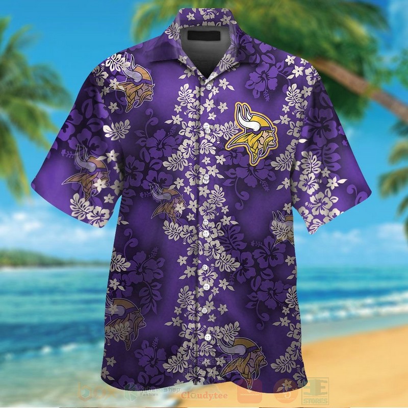 NFL_Minnesota_Vikings_Full_Purple_Hiibscus_Hawaiian_Shirt_Short