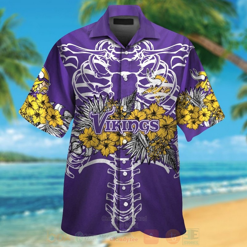 NFL_Minnesota_Vikings_Skeleton_Hawaiian_Shirt_Short