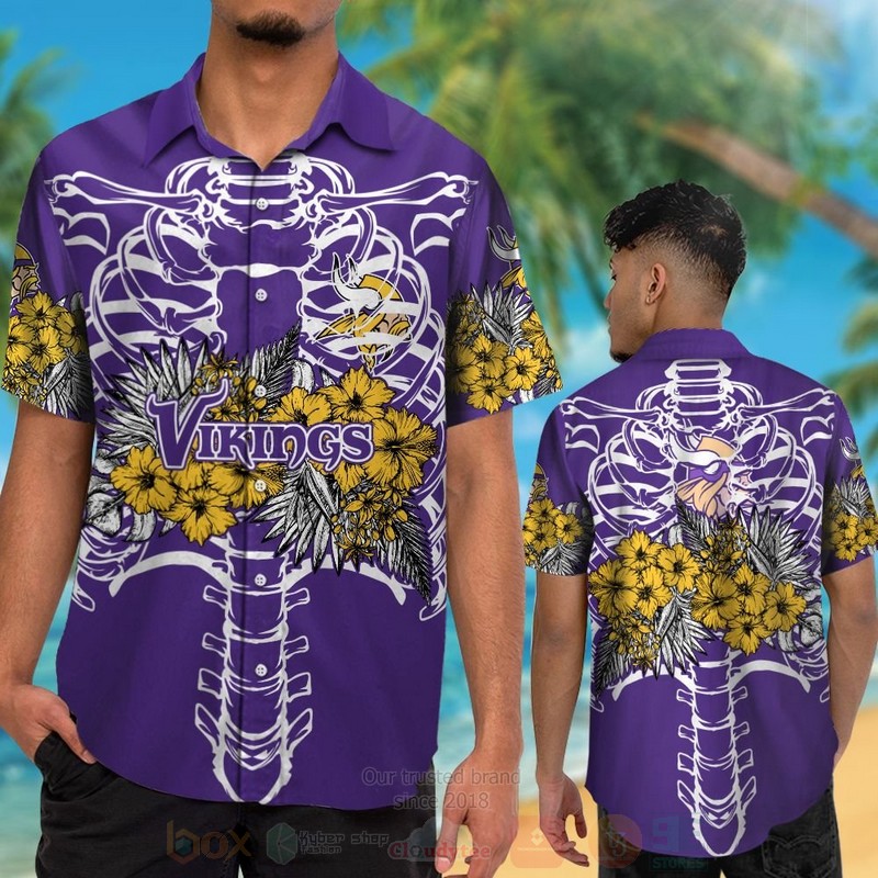 NFL_Minnesota_Vikings_Skeleton_Hawaiian_Shirt_Short_1