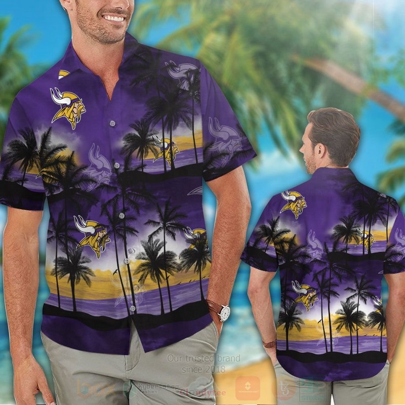 NFL_Minnesota_Vikings_Sky_and_Coconut_Tree_Purple_Hawaiian_Shirt_Short_1