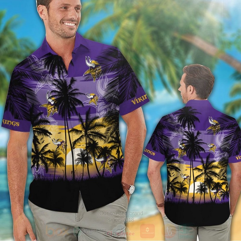 NFL_Minnesota_Vikings_Sun_and_Coconut_Tree_Hawaiian_Shirt_ShortShirt_1