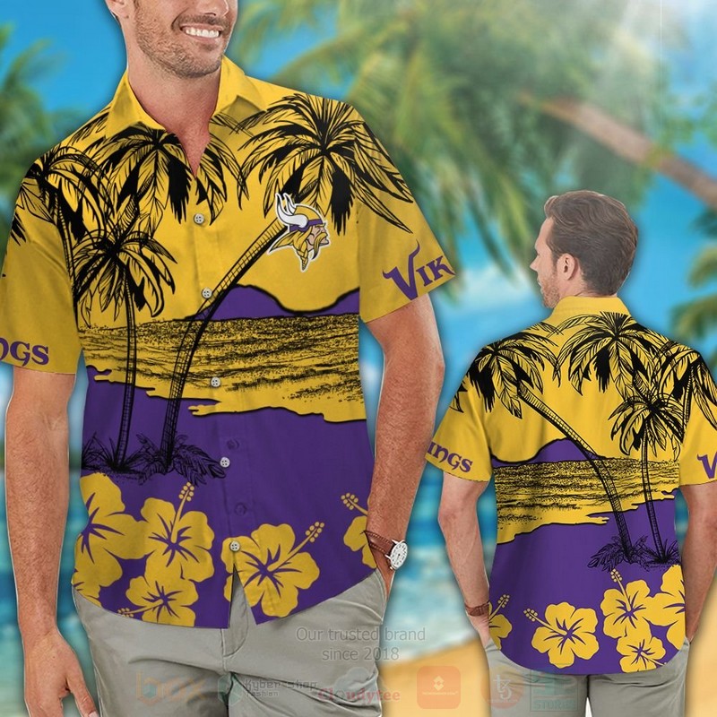 NFL_Minnesota_Vikings_Yellow-Purple_Coconut_Tree_Hawaiian_Shirt_Short_1