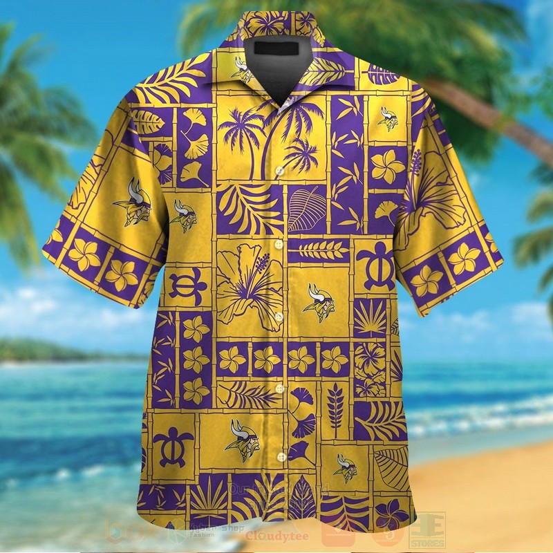 NFL_Minnesota_Vikings_Yellow_Marine_Ecology_Hawaiian_Shirt_Short
