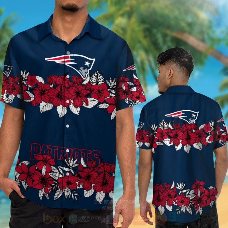 NFL_New_England_Patriots_Dark_Red_Hiibscu_Navy_Hawaiian_Shirt_Short_1