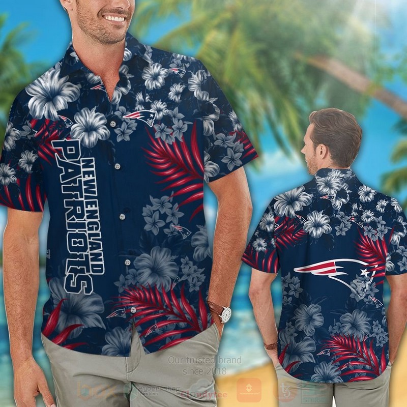NFL_New_England_Patriots_Full_Navy-White_Hiibscus_Hawaiian_Shirt_Short_1